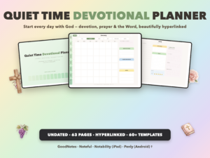 Quiet Time Devotional Planner Undated | Christian Faith Planner GoodNotes iPad | Prayer, Bible Reading, Devotion | Sage Green