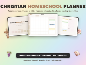 Christian Homeschool Planner Undated | Christian Faith Planner GoodNotes iPad | Neutral Boho
