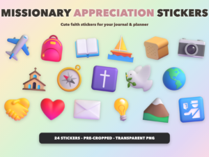 Missionary Appreciation Stickers | Christian Digital Stickers | Bible Journaling GoodNotes Pre-Cropped PNG | Sunday School