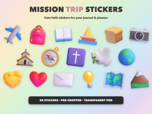 Mission Trip Stickers | Christian Digital Stickers | Bible Journaling GoodNotes Pre-Cropped PNG | Sunday School