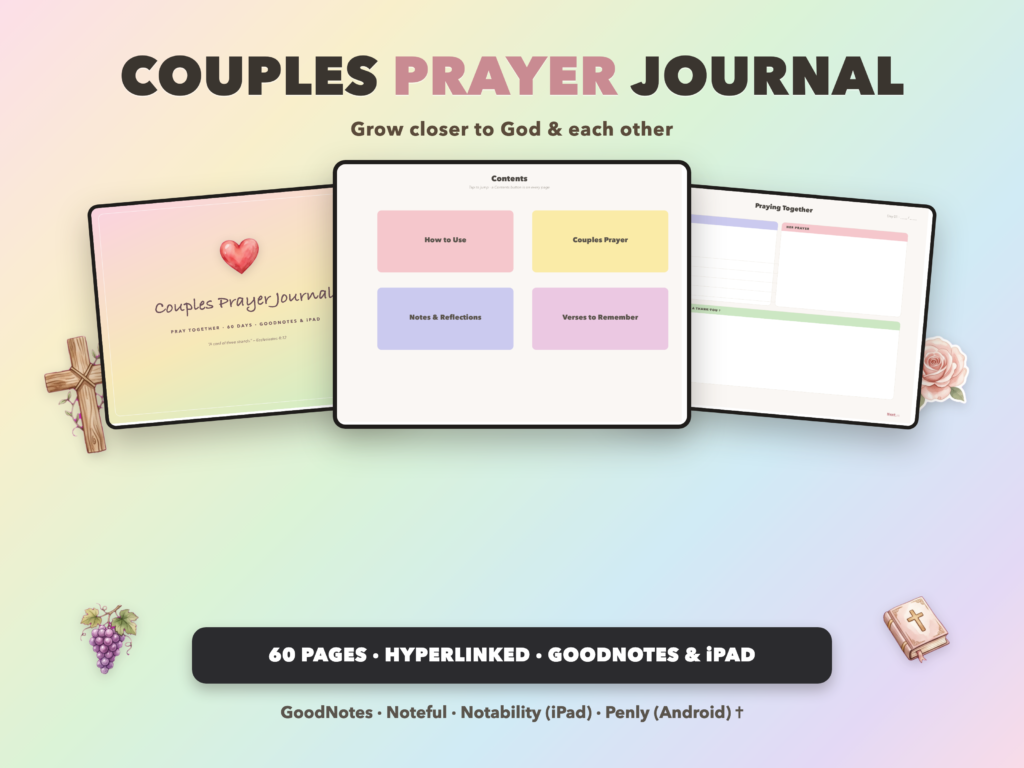 Couples Prayer Journal | Christian Digital Journal | Hyperlinked GoodNotes iPad | Faith Devotional