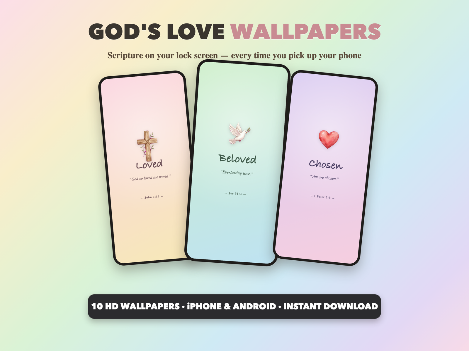 God's Love Wallpapers | Christian Phone Wallpapers | Scripture Lock Screen | iPhone Android HD Digital