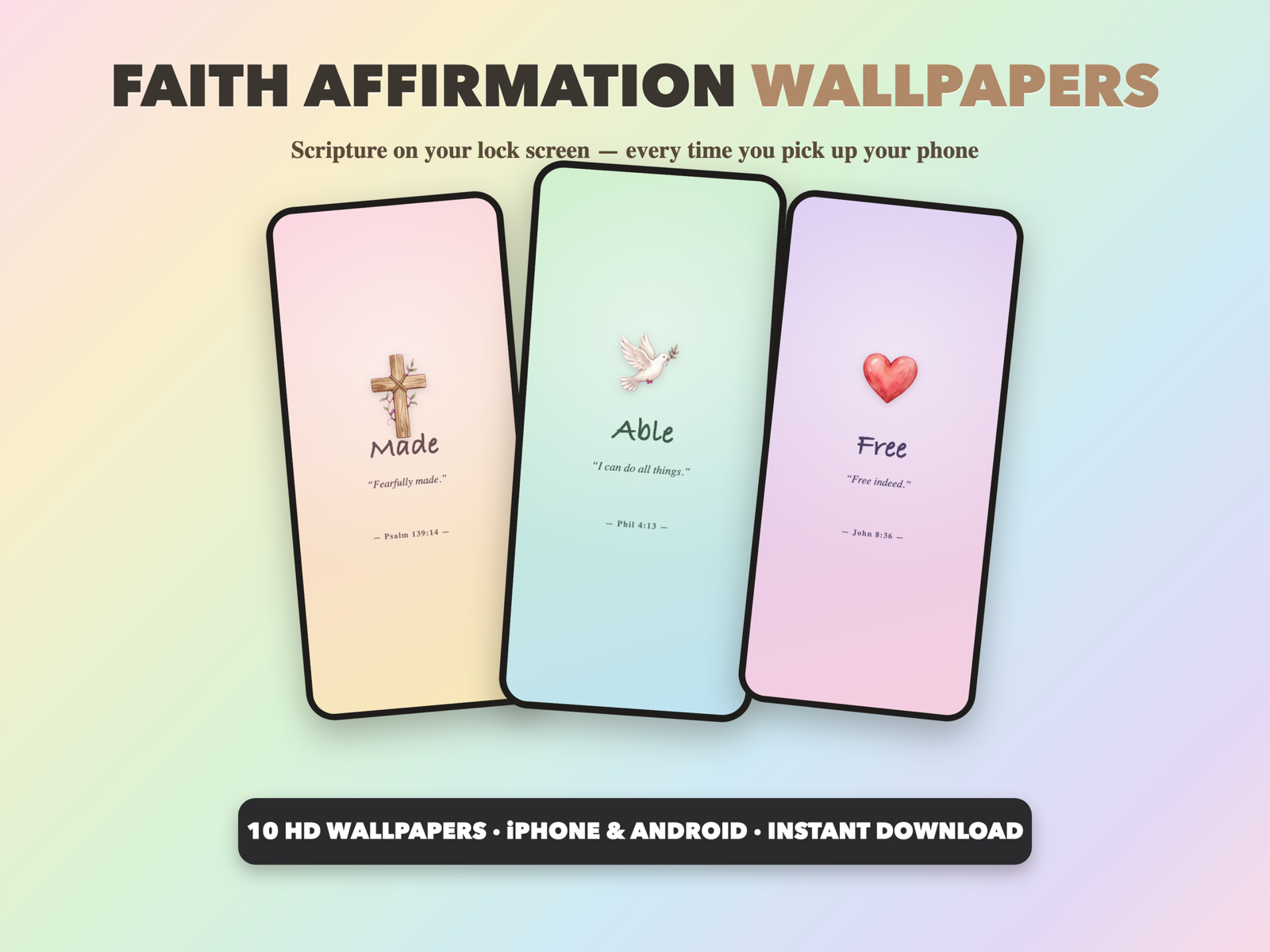 Faith Affirmation Wallpapers | Christian Phone Wallpapers | Scripture Lock Screen | iPhone Android HD Digital