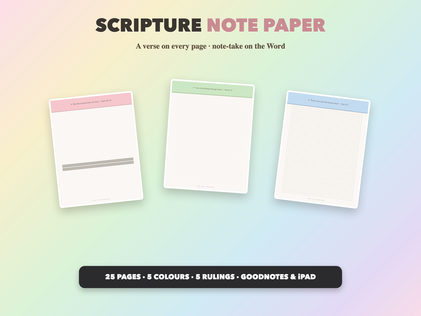 Scripture Note Paper | Christian Digital Note Paper | Scripture GoodNotes Notability | Bible Study