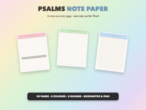 Psalms Note Paper | Christian Digital Note Paper | Scripture GoodNotes Notability | Bible Study