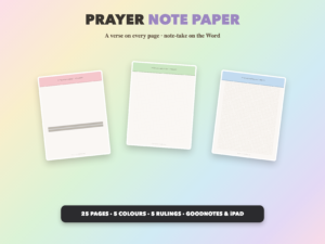 Prayer Note Paper | Christian Digital Note Paper | Scripture GoodNotes Notability | Bible Study