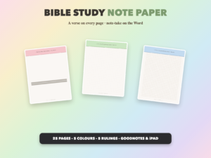 Bible Study Note Paper | Christian Digital Note Paper | Scripture GoodNotes Notability | Bible Study