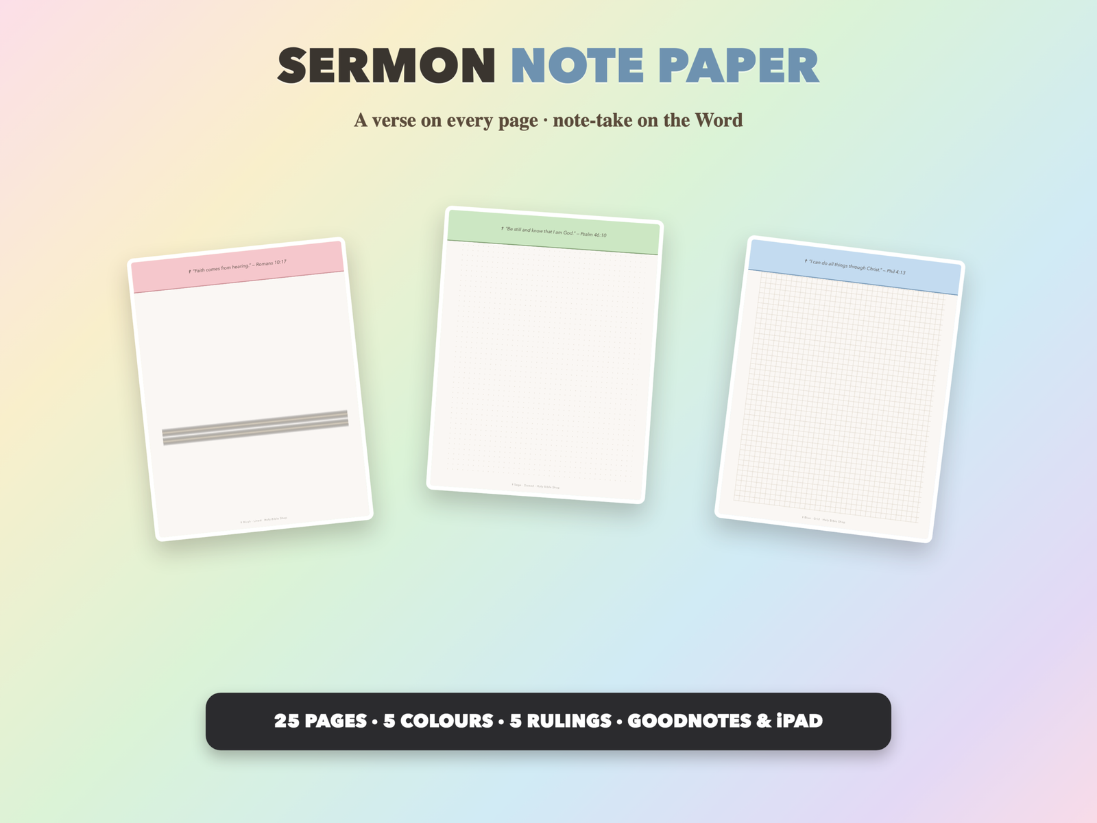 Sermon Note Paper | Christian Digital Note Paper | Scripture GoodNotes Notability | Bible Study
