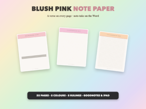 Blush Pink Note Paper | Christian Digital Note Paper | Scripture GoodNotes Notability | Bible Study