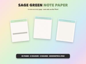 Sage Green Note Paper | Christian Digital Note Paper | Scripture GoodNotes Notability | Bible Study