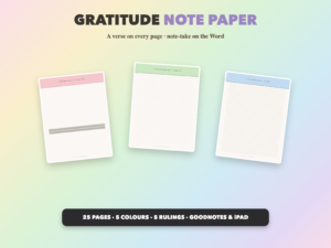 Gratitude Note Paper | Christian Digital Note Paper | Scripture GoodNotes Notability | Bible Study