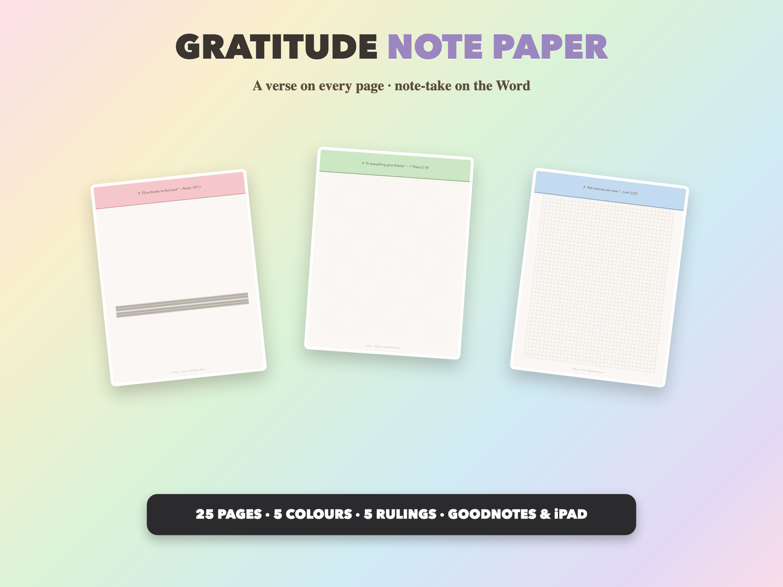 Gratitude Note Paper | Christian Digital Note Paper | Scripture GoodNotes Notability | Bible Study