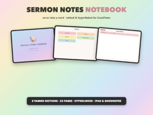 Sermon Notes Notebook | Christian Digital Notebook | Tabbed Hyperlinked GoodNotes iPad | Bible