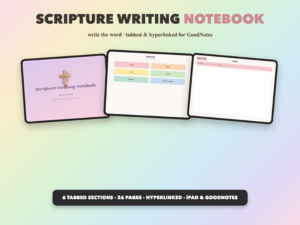 Scripture Writing Notebook | Christian Digital Notebook | Tabbed Hyperlinked GoodNotes iPad | Bible
