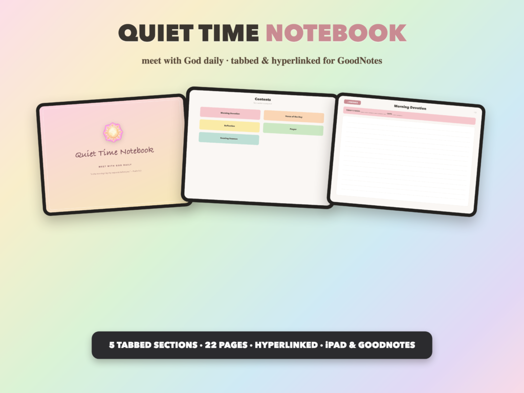 Quiet Time Notebook | Christian Digital Notebook | Tabbed Hyperlinked GoodNotes iPad | Bible