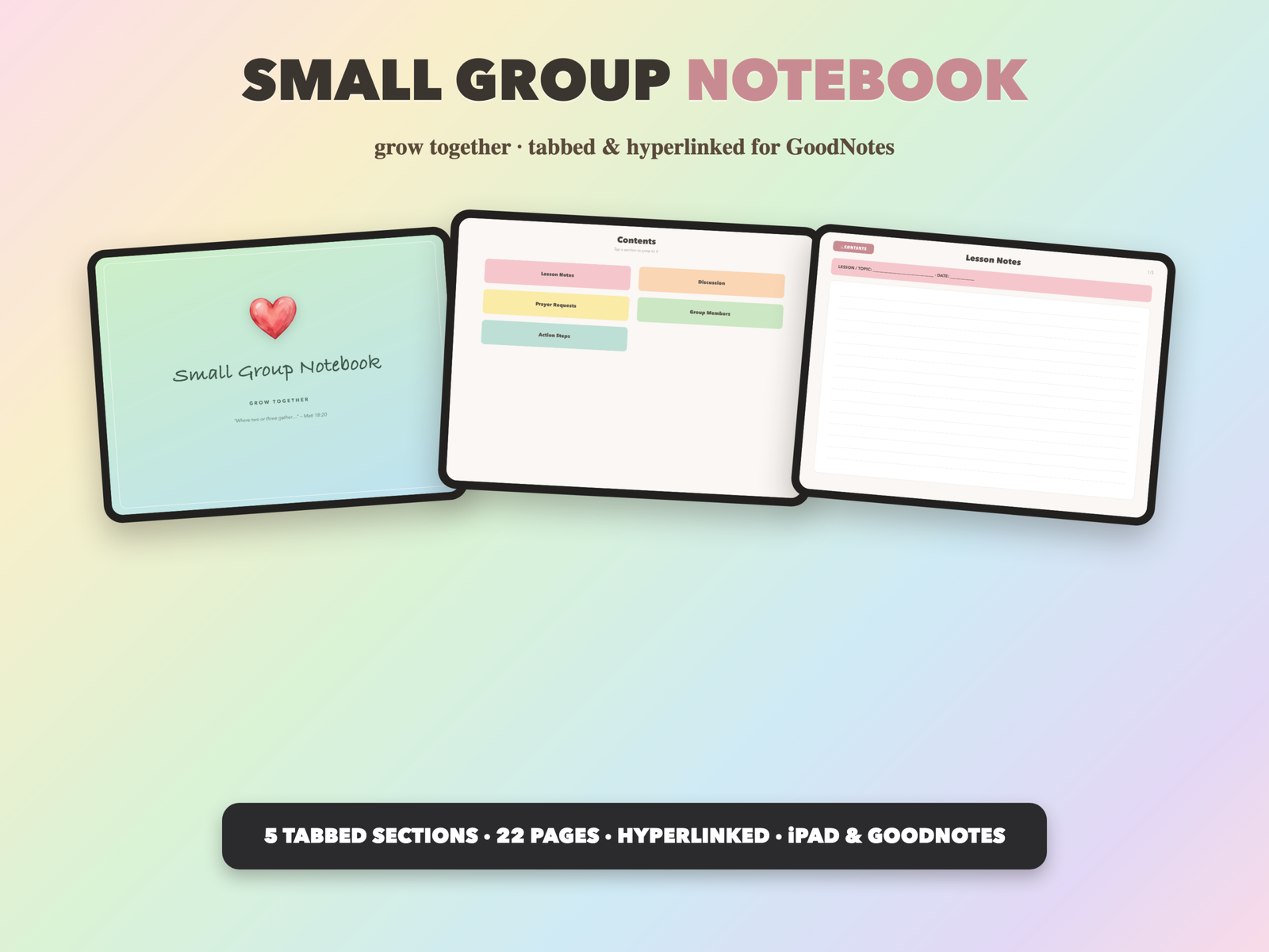 Small Group Notebook | Christian Digital Notebook | Tabbed Hyperlinked GoodNotes iPad | Bible