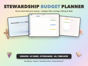 Stewardship Budget Planner Undated | Christian Faith Planner GoodNotes iPad | Dusty Blue