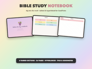 Bible Study Notebook | Christian Digital Notebook | Tabbed Hyperlinked GoodNotes iPad | Bible