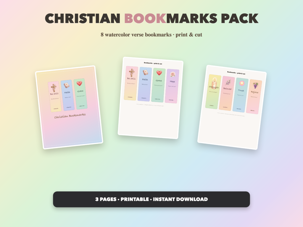Christian Bookmarks Pack | Christian Printable | Faith Digital Download | Bible | Instant Download