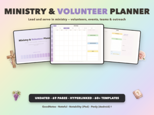 Ministry & Volunteer Planner Undated | Christian Faith Planner GoodNotes iPad | Lavender
