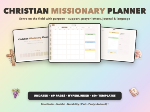 Christian Missionary Planner Undated | Christian Faith Planner GoodNotes iPad | Neutral Boho