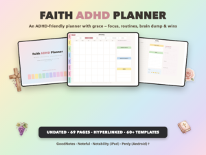 Faith ADHD Planner Undated | Christian Faith Planner GoodNotes iPad | Pastel Rainbow