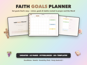 Faith Goals Planner Undated | Christian Faith Planner GoodNotes iPad | Prayer, Bible Reading, Devotion | Neutral Boho
