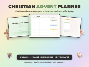 Christian Advent Planner Undated | Christian Faith Planner GoodNotes iPad | Sage Green