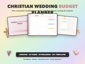 Christian Wedding Budget Planner Undated | Christian Faith Planner GoodNotes iPad | Blush Pink