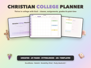 Christian College Planner Undated | Christian Faith Planner GoodNotes iPad | Lavender
