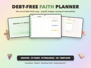 Debt-Free Faith Planner Undated | Christian Faith Planner GoodNotes iPad | Sage Green