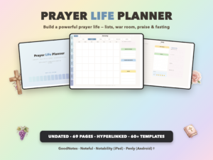 Prayer Life Planner Undated | Christian Faith Planner GoodNotes iPad | Dusty Blue