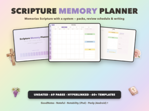 Scripture Memory Planner Undated | Christian Faith Planner GoodNotes iPad | Lavender
