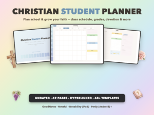 Christian Student Planner Undated | Christian Faith Planner GoodNotes iPad | Dusty Blue