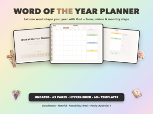Word of the Year Planner Undated | Christian Faith Planner GoodNotes iPad | Neutral Boho