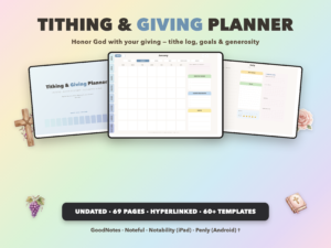 Tithing & Giving Planner Undated | Christian Faith Planner GoodNotes iPad | Dusty Blue