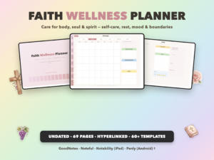 Faith Wellness Planner Undated | Christian Faith Planner GoodNotes iPad | Blush Pink