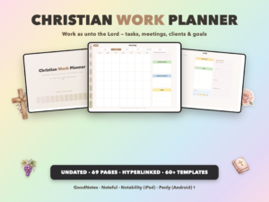 Christian Work Planner Undated | Christian Faith Planner GoodNotes iPad | Neutral Boho