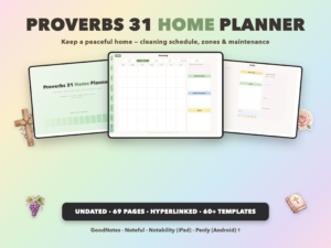 Proverbs 31 Home Planner Undated | Christian Faith Planner GoodNotes iPad | Sage Green