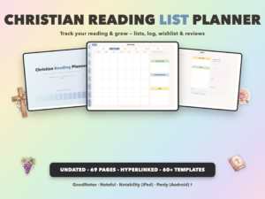 Christian Reading List Planner Undated | Christian Faith Planner GoodNotes iPad | Dusty Blue
