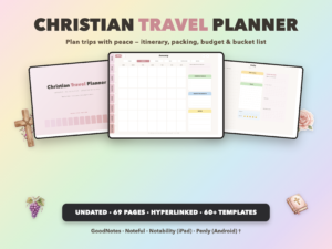 Christian Travel Planner Undated | Christian Faith Planner GoodNotes iPad | Blush Pink