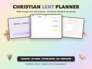 Christian Lent Planner Undated | Christian Faith Planner GoodNotes iPad | Lavender