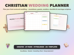 Christian Wedding Planner Undated | Christian Faith Planner GoodNotes iPad | Blush Pink