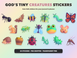 God's Tiny Creatures Stickers | Christian Digital Stickers | Bible Journaling GoodNotes Pre-Cropped PNG | Sunday School
