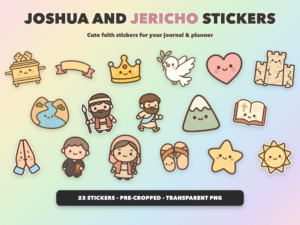 Joshua and Jericho Stickers | Christian Digital Stickers | Bible Journaling GoodNotes Pre-Cropped PNG | Sunday School