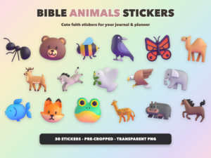 God's Creation Animals Stickers | Christian Digital Stickers | Bible Journaling GoodNotes Pre-Cropped PNG | Sunday School
