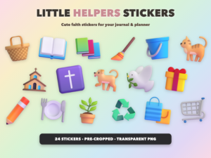 Little Helpers Stickers | Christian Digital Stickers | Bible Journaling GoodNotes Pre-Cropped PNG | Sunday School