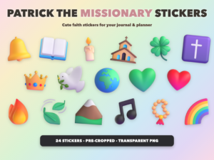 Patrick the Missionary Stickers | Christian Digital Stickers | Bible Journaling GoodNotes Pre-Cropped PNG | Sunday School