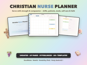 Christian Nurse Planner Undated | Christian Faith Planner GoodNotes iPad | Dusty Blue