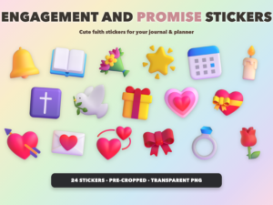 Engagement and Promise Stickers | Christian Digital Stickers | Bible Journaling GoodNotes Pre-Cropped PNG | Sunday School
